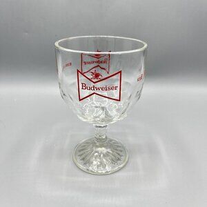 Vintage Budweiser King of Beers Stemmed Beer Goblet Heavy Glass 6" Tall 16 Oz